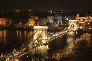 Budapest by night with Chain bridge