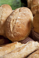 Rye bread loaf at bakery.
