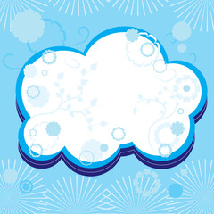 Blue greetings card with flowers, part 16,  vector illustration