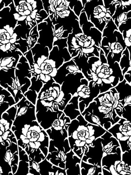 Black roses seamless pattern