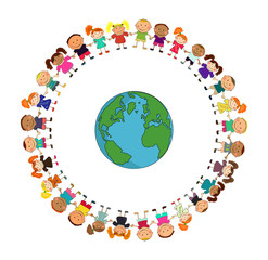 cartoon earth with kids