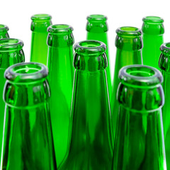 Beer bottles of green glass