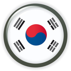 Korea shiny button flag vector illustration