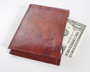 Leather Wallet with One Dollar Bill inside