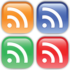 Set of RSS Buttons and Icons. Vector illustration