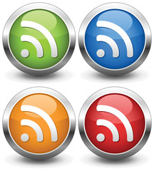 Set of RSS Buttons and Icons. Vector illustration