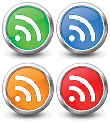 Set of RSS Buttons and Icons. Vector illustration