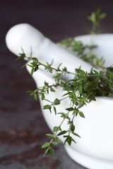 Thyme in Mortar and Pestle