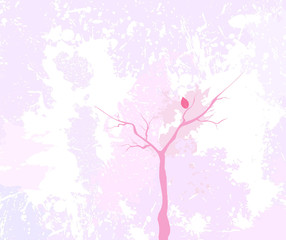 Autumn tree with one leaf