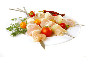 raw chicken shish kebab