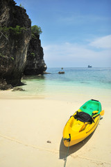 Kayaks on the tropical beach, Phi-Phi Don island, Thailand
