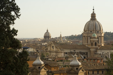 Fototapeta na wymiar Rome Skyline with Church Domes and Towers. Italy, Europe