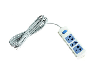 Extension cord with plugs isolated on white