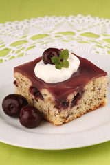 Cherry cake with jelly and sour cream