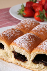 Traditional Czech sweet yeast buns stuffed with jam