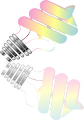 Energy saving lightbulb pastel color with reflection on white