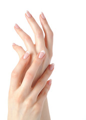 Beautiful hands with perfect nail french manicure - 22892905