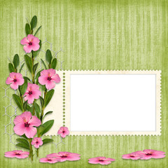 Card for the holiday  with flowers on the abstract background