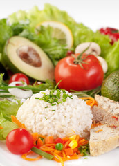 healthy food background, rice with vegetables