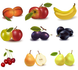 Peaches, pears, plums, apples cherries and banana