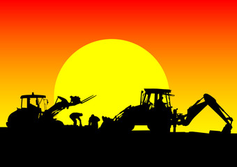 Tractor work on sunset © Николай Григорьев