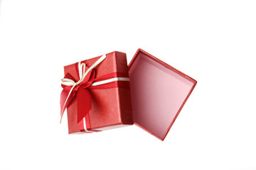 open red gift box with white background
