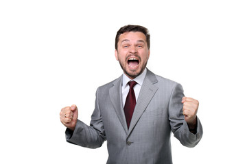 Happy business man isolated