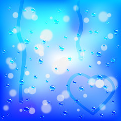 illustration-water drops on a blue background