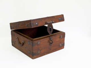 wooden box on white background