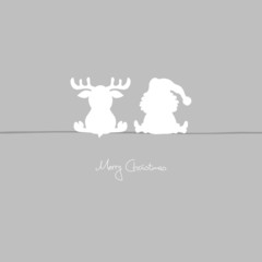 Sitting Santa & Reindeer Grey
