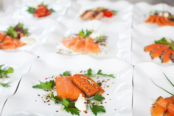 lachsteller im restaurant