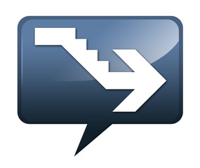 Speech bubble shaped icon "Downstairs"