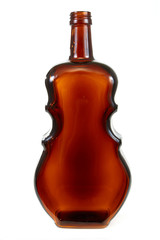 Vine  empty violin-shaped bottle on  white background