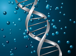 Silver dns spiral with a blue background