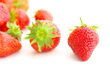 fraises sur fond blanc