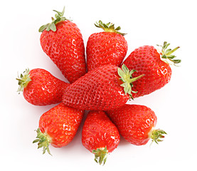 Few strawberries isolated on white