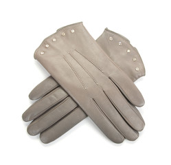 Grey female leather gloves