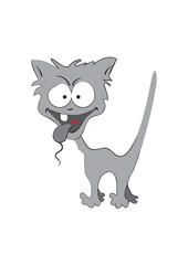 The cat with the mouse in a teeth