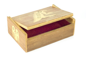 An open, handmade Ecuadorean box
