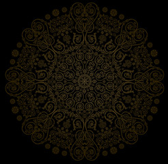 brown round decoration on black