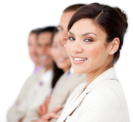 Confident business people standing in a line