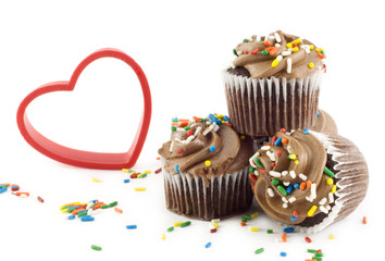 Chocolate Cupcakes with Red Heart