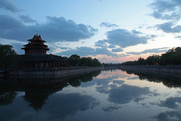 At dusk, The Forbidden City in Beijing, China