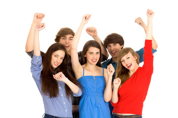 Group of excited friends