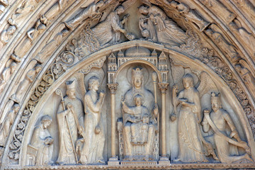 Notre Dame Cathedral, Paris. Portal of St. Anne