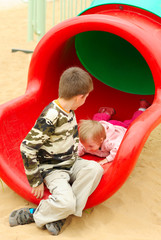 Fototapeta na wymiar Children on the playground