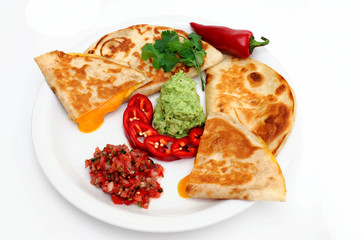 Salsa Guacamole And Quesadilla