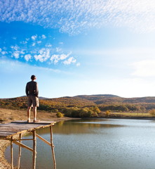 Fototapeta premium Man on the lake