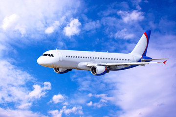 Fototapeta na wymiar Samolot w locie na przestrzeni powietrznej z chmury