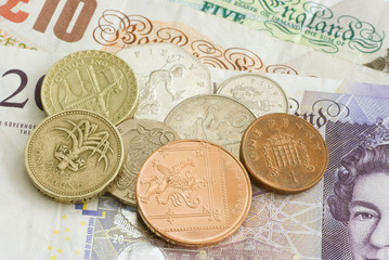 Uk sterling money notes and coins